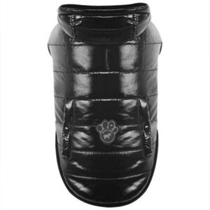 Black Puffer Jacket with Quilted Design and Hood